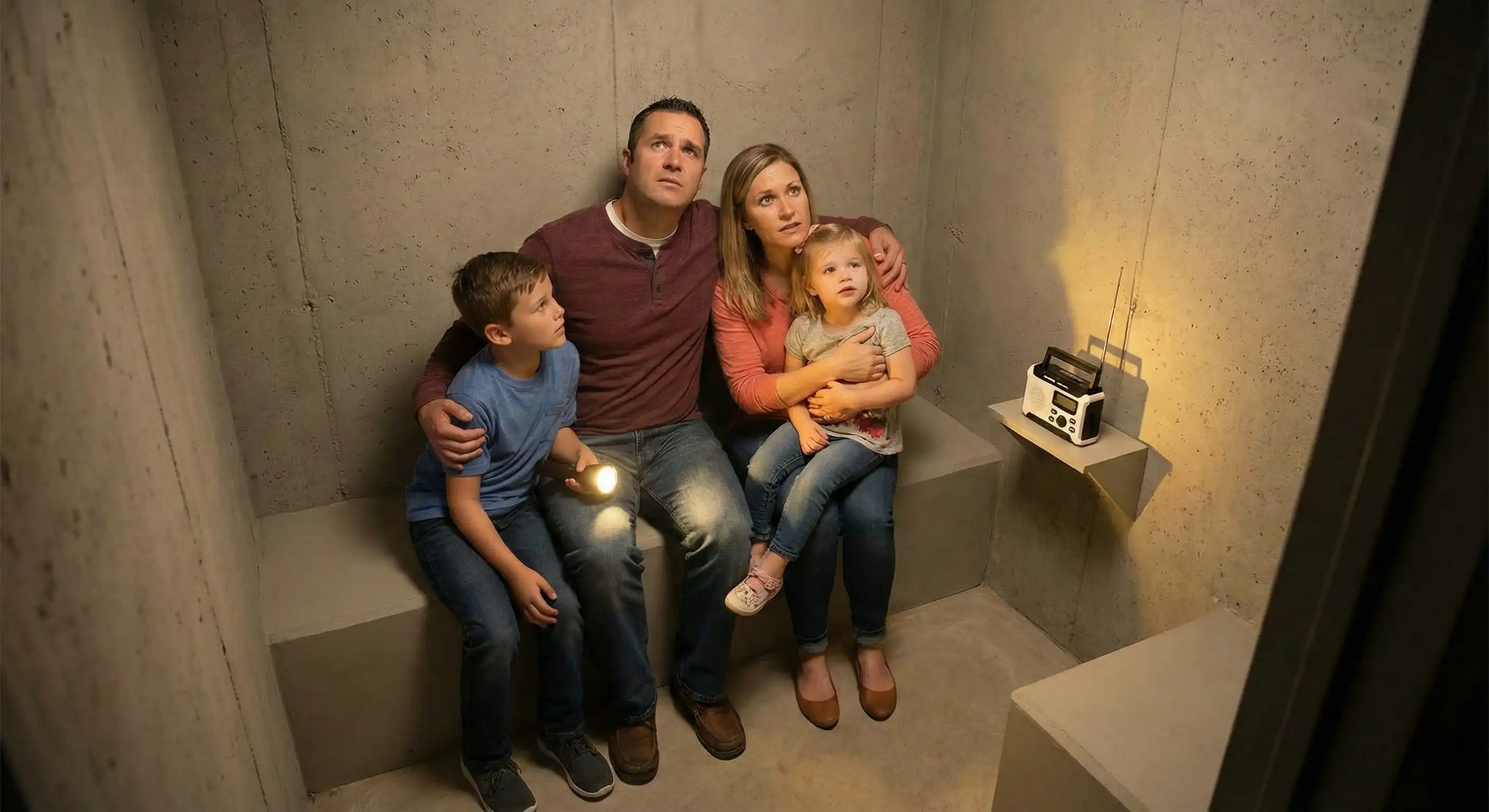 Family safely sheltered during severe weather