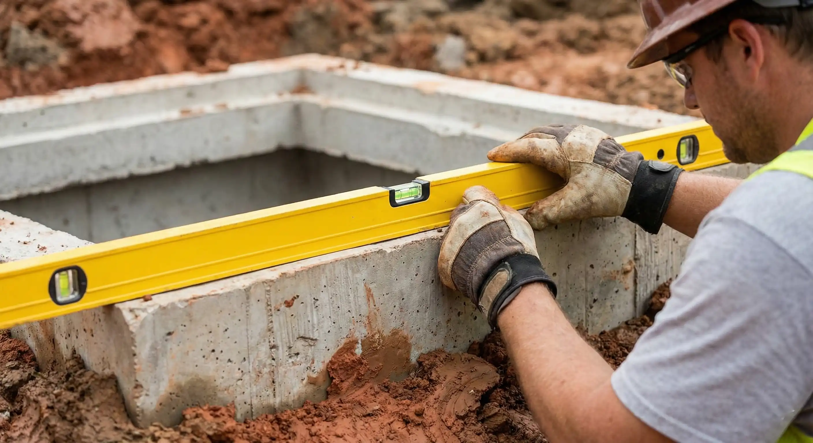 Professional storm shelter installation in progress